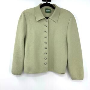 Geiger Pure Wool Button Up Cardigan Jacket 44 M L Made in Austria Old Money FLAW